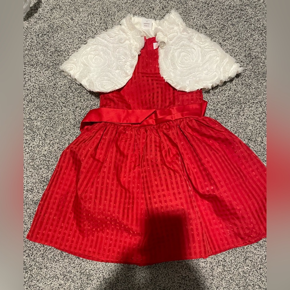 Wonder Nation girls res dress with white soft shawl, size 6